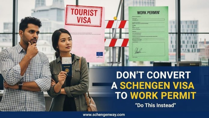 Can you convert a Schengen visa to a work permit? Learn the real legal facts for non-EU citizens, common myths, risks, and the correct ways to work in Europe.