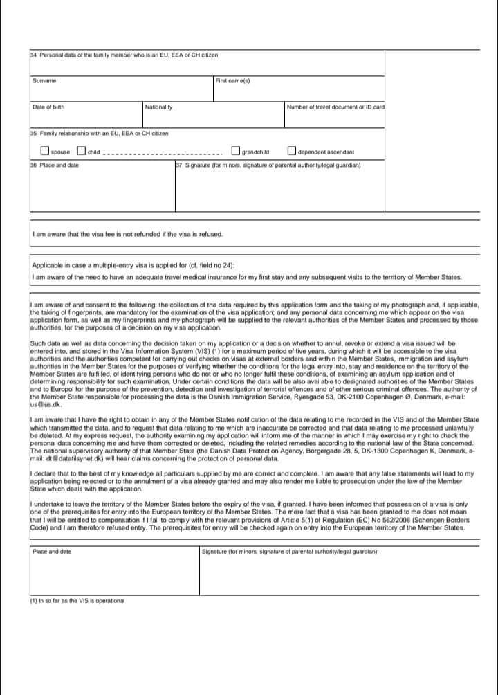 Schengen visa application form 3
