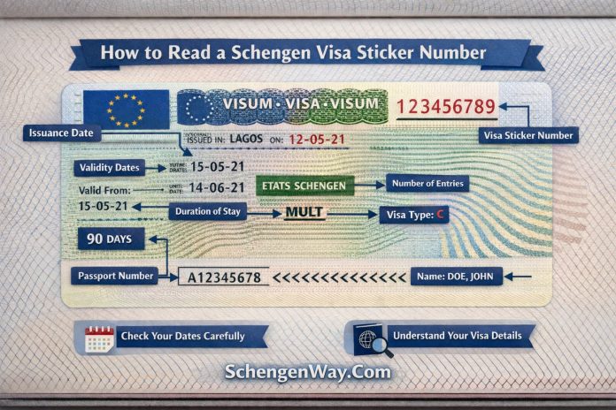 How to find a schengen visa sticker number
